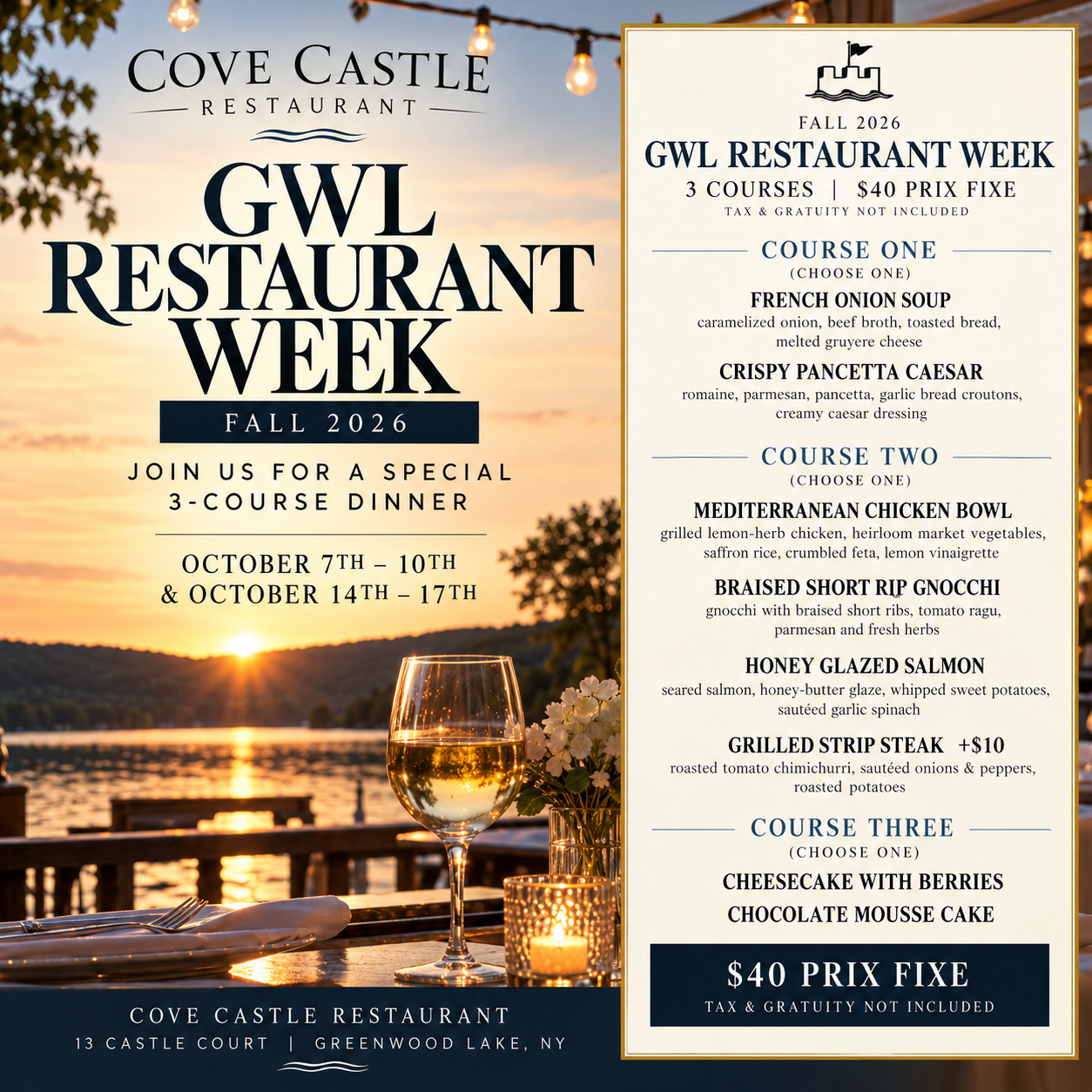 Lakeside Restaurant Week at Sunset